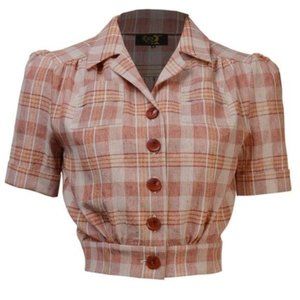 House of Foxy 40s Land Girl Blouse in Terracotta